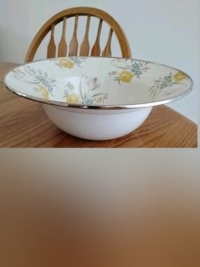 Retired MacKenzie Childs "CAMP" Floral Enamelware 12" Diameter Serving Bowl VTG.